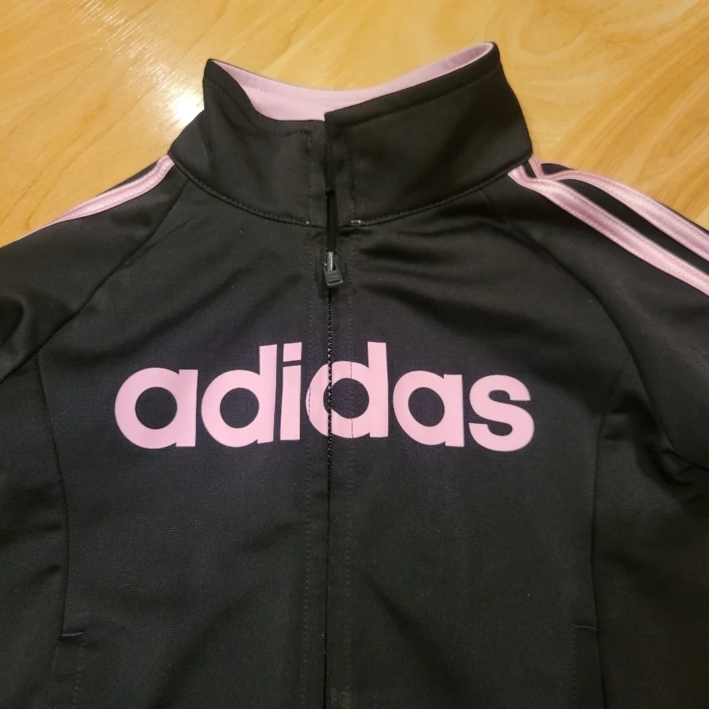 Adidas Full Zip Track Jacket Pink And Black Size 18 Months